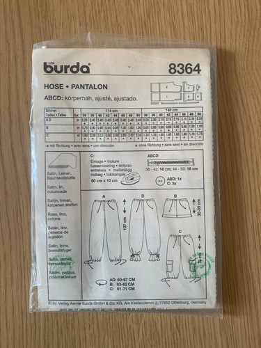 Schnittmuster burda 8364 - schnittmuster,
