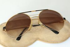 Vintage BUGATTI Halbrand Sonnenbrille mit Lederetui gold/ schwarz