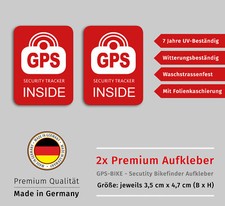 2x Aufkleber GPS Security Tracker Inside Bike Fahrrad Wetterfest UV-Beständig