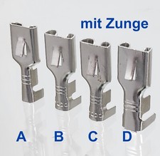Kabelschuhe Flachstecker Steckhülsen Kfz Stecker m Rastzunge  6,3 / 6,35 ZNG