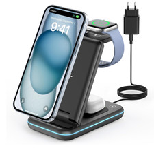 JoyGeek 3 in 1 Kabelloses Ladegerät, Faltbar Wireless Charger für i Phone 