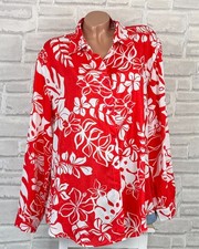 Italy Long Bluse Hemd Tunika Shirt Langarmbluse Print 44 46 48 Rot C396 NEU