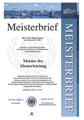 Premium meisterbrief urkunde - meisterbrief,,