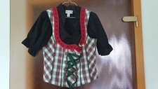Trachten Mieder Corsage mit Dirndl Bluse Gr. 40 kariert beige rot grün neuwertig