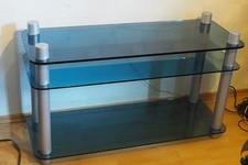 Glas Audio Rack HiFi Regal 3 Ebenen Lowboard Fernsehtisch Unterschrank