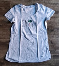 Peckott ? Damen T-Shirt Gr. S hellgrau aufgestickte Palme