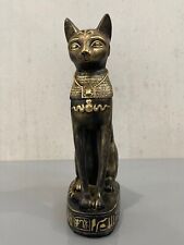 Statue,Figur, Katze Bastet Antik Schwarz, Goldapplikation, Ägyptisch, 31x10x15cm