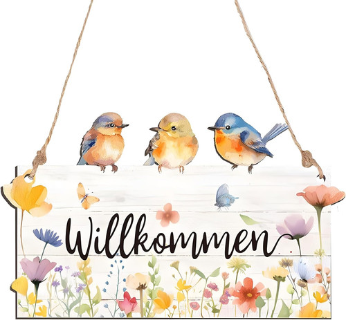 Türschild willkommen holz - türschild,