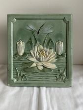 Ofenkachel Jugendstil Seerose, Original, gebraucht