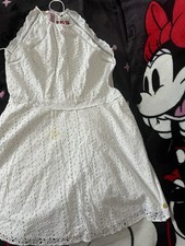 Superdry Sommerkleid Weiß – Lochstickerei, Baumwolle, Gr. 42 (UK 14)