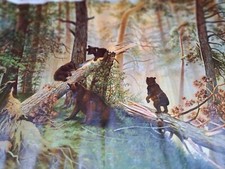 großes, russisches Gemälde  , russische Bären  , signiert