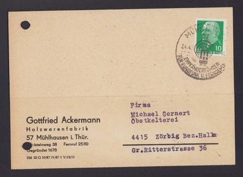 Mühlhausen postkarte 1968 - postkarte,