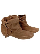 BULLBOXER Damen Stiefel Gr. 40 Braun Wildleder Mokassin Fransen Casual