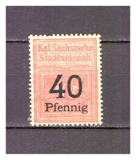 Deutsches Reich 1918 Gebührenmarke 40 Pf. Kgl.Sächsische Staatseisenbahn ungebr.