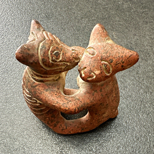 Keramikfigur katzenpaar braun - keramikfigur,