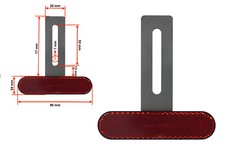 Premium Edelstahl T-Halter 77 mm mit Reflektor Rot E-geprüft Katzenauge Motorrad