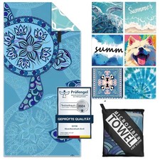 Strandhandtuch Groß - 180 x 100 cm Strandtuch Mikrofaser mit Tasche, Saugfähi...