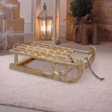 Deko Schlitten mit Led Weihnachtsdeko Natur Weihnachten Dekoration Braun 50,5cm