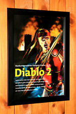 Diablo II 2 Blizzard Entertainment Vintage kleines Promo Poster / Werbeseite gerahmt