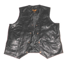 LEATHERICK LEDER-JACKE BIKER WESTE KUTTE Gr.XL GILET ROCKER METAL SCHWARZ 52/54