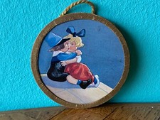 Altes Bild Glas Junge Mädchen Puppenstube Puppenhaus dollhouse picture