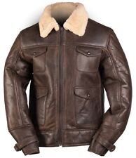 US Navy Bomberjacke A4 Vintage Lammfelljacke Fliegerjacke Lederjacke Winterjacke