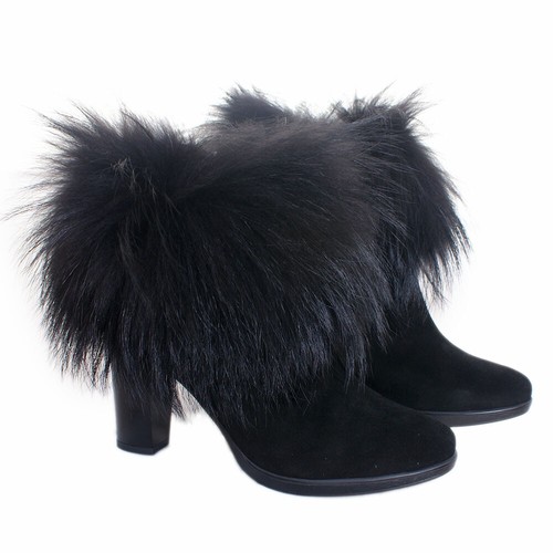 Schwarze waschbärfell stiefel - schwarze,