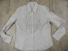 ACCANTO PER DONNA schöne Vichykarobluse mit Rüschen beige weiß Gr. 44 TOP ST318