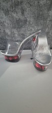 High Heels Mules, Clear Transparente Plateau  Pantoletten/Sandaletten