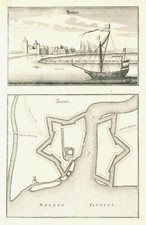 Duisburg Ruhrort Original Kupferstich Merian 1647