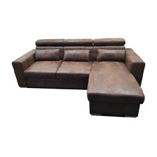 Couch Schlafsofa MAGGIO rechts Vintage Sofa Wildleder Schwarz Anthrazit Braun