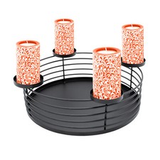Metall Korb Advents Kranz schwarz - 30cm - Weihnachten Tisch Deko Kerzen Ständer