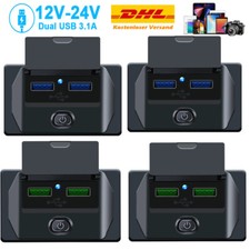 12V 24V Auto Steckdose Dual USB Ladegerät Buchse KFZ Einbau Wohnmobile Wohnwage