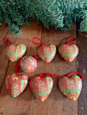 7  Nostalgie Christbaum Herz u. Kugel Pappmaché Chrsitbaumkugel Baumschmuck H6,5