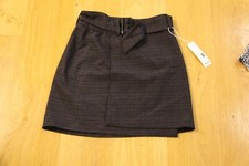 ROCK GRAU WEINROT KARIERT  GRÖSSE 32  MIT GÜRTEL IN WICKELOPTIK VON ESPRIT