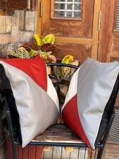 Read And Weiß Grau Leder Überwurf Kissenbezüge, 2er Set Couch Kissenbezüge