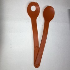 Vintage 70er Jahre Tupperware Salatbesteck orange 1324 / 1325   Vintage