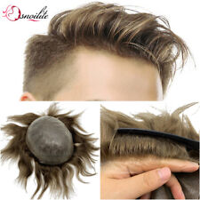 8A Männer Herren-perücke 100% Remy Echthaar Toupet/Toupee Spitze Perücke Schwarz