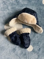 Orig UGG Kinder Mütze Handschuhe Set 4 - 6 Jahre Blau