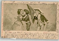 38152526 - sign. Torggler Nebenbuhler guckt wie zwei Kinder sich kuessen