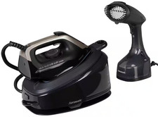 Dampfbügelstation und Dampfbürste Schwarz 2400W Bügeleisen - Hanseatic 30013265