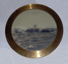 1 Messing-Skalenring eines Tochterkompass mit Foto eines SM-Boot, Bundesmarine,