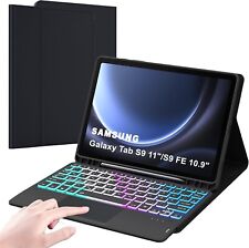 ROOFEI Galaxy Tab S9 FE/S9 Hülle mit QWERTZ Tastatur, Touchpad, Beleuchtet