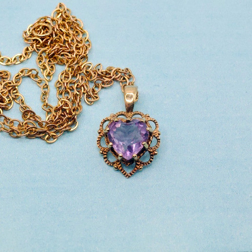 Amethyst herz anhänger kt - 9,