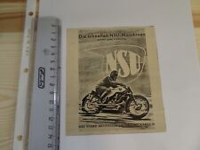 NSU Kompressor Zweizylinder Rennmaschine Fleischmann Werbeanzeige 1930er Motorra