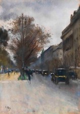Lesser Ury - Berliner Straßenszene im Herbst (Hotel Adlon), 1920, 50 x 35 cm