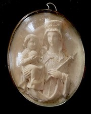 Antike Klosterarbeit Meerschaum Schnitzerei - Maria mit Kind