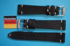 Black Foot Vintage Look Uhrenarmband 18, 19, 20mm schwarz mit Natur Naht  / 89