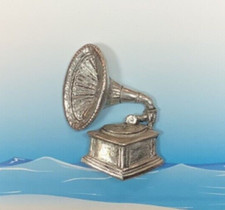 Grammophon Silber Zinn Pin