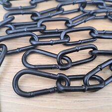 2,50 Meter Stahlkette 5mm Schwarz Rundstahlkette Eisenkette mit 2 Karabinern
